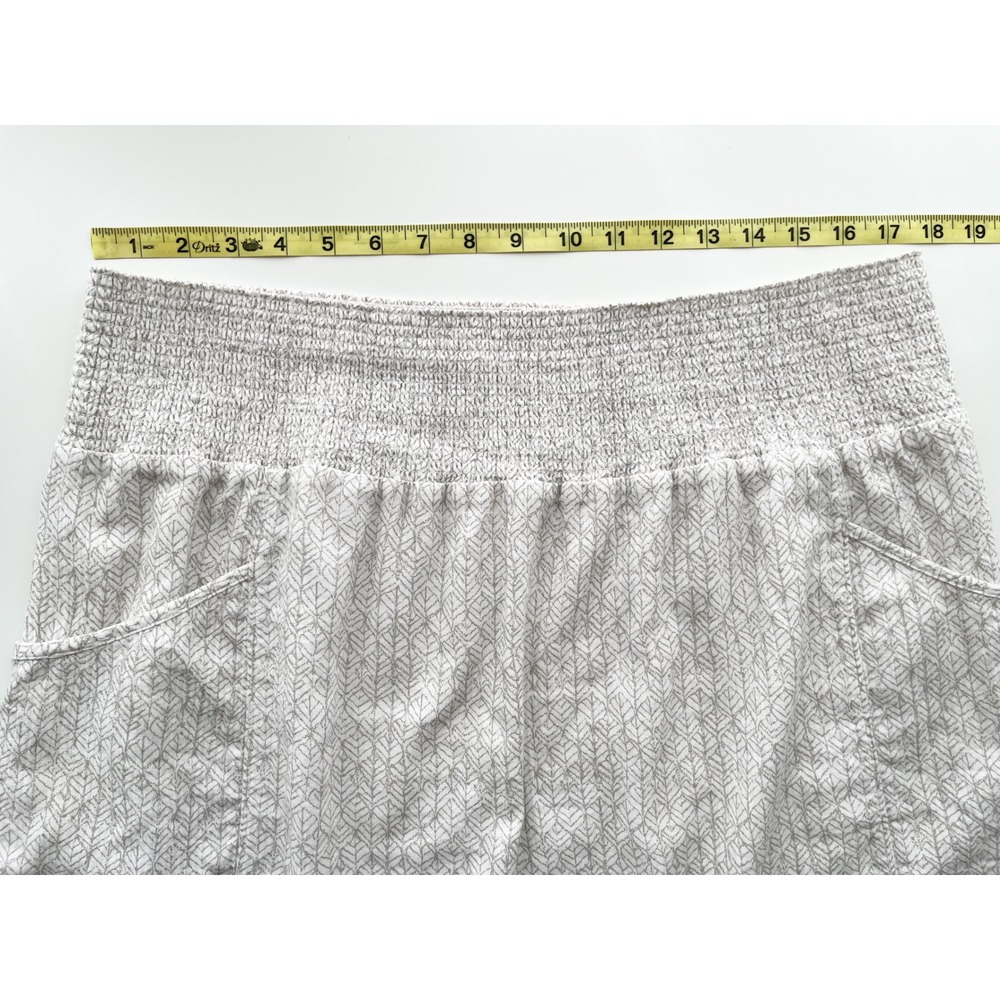 Prana Sugar Pine Skirt Pockets Smocked Waist Womens XL White Taupe - Picture 8 of 10